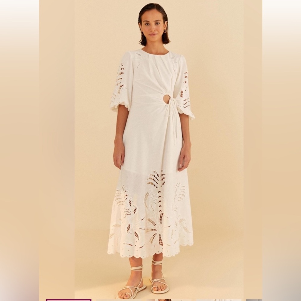 👗👗FARM Rio White Long Sleeve Eyelet Dress - Picture 2 of 10